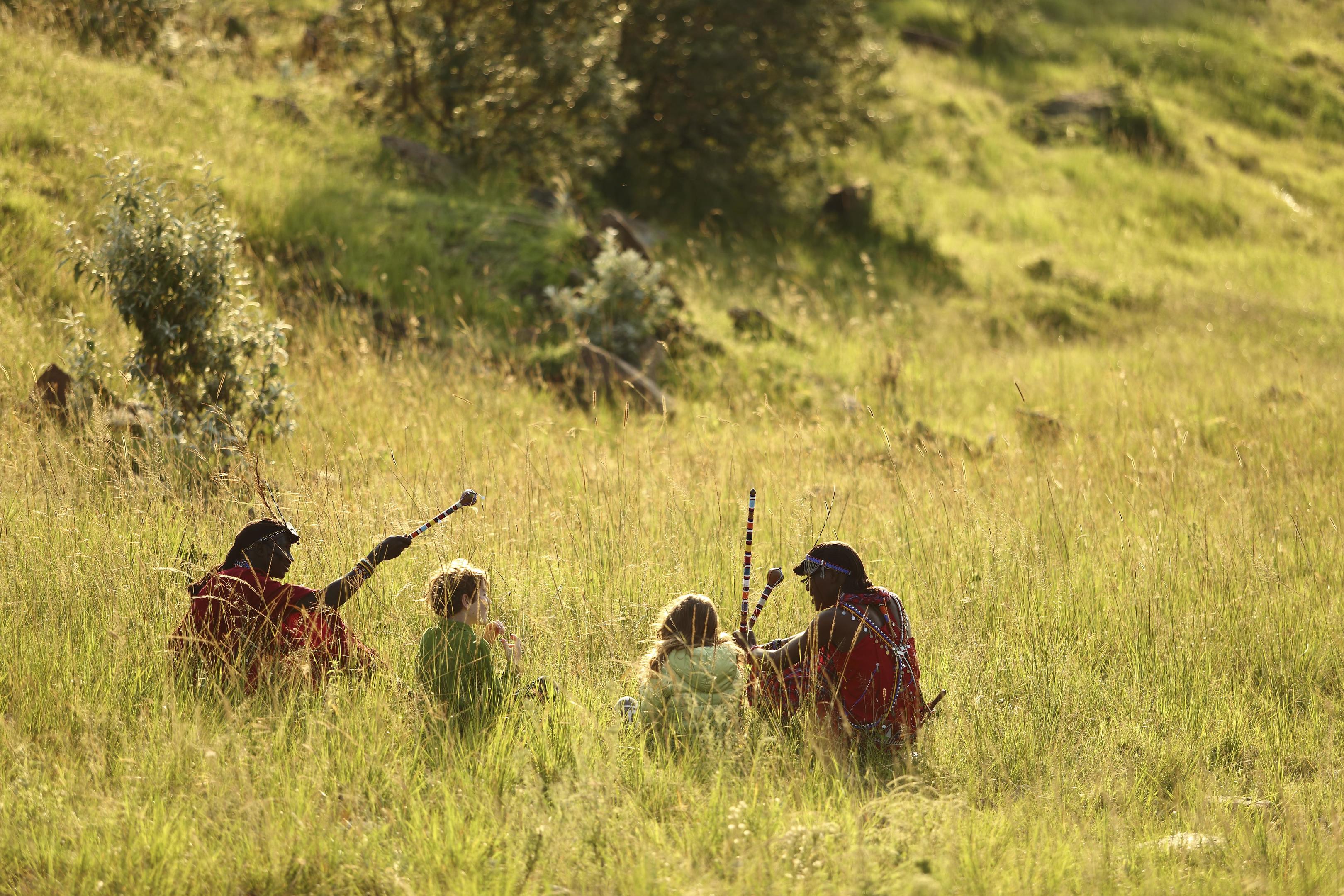 Children participating in a guided safari activity